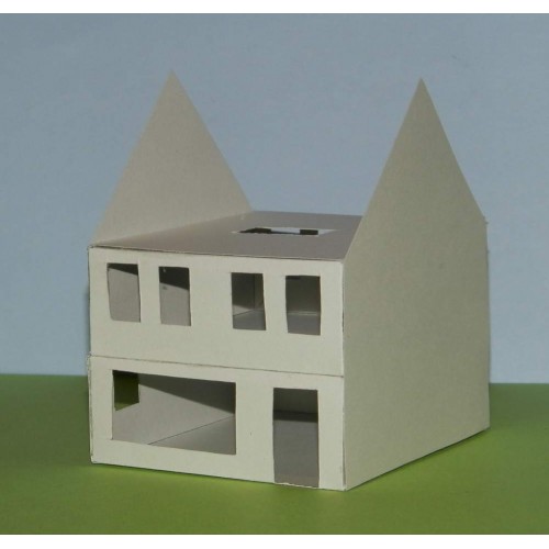 Huis in aanbouw in 1:100 - papieren bouwplaat