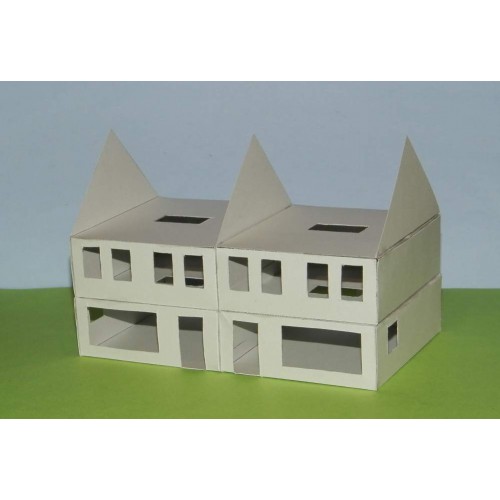 Dubbel woonhuis in aanbouw in 1:50 - papieren bouwplaat