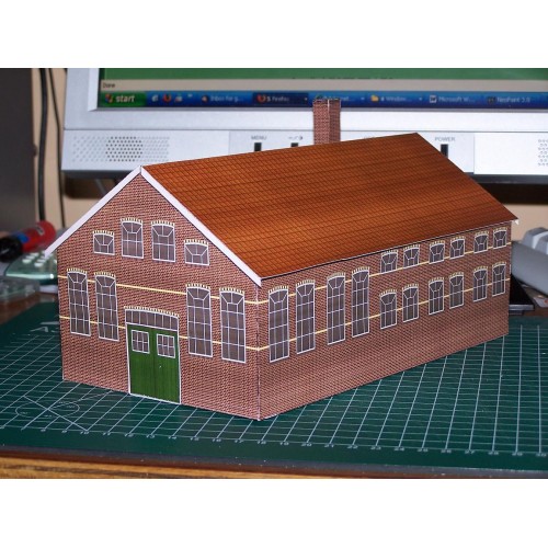 Kantoor- en magazijngebouw in Z (1:220) - papieren bouwplaat