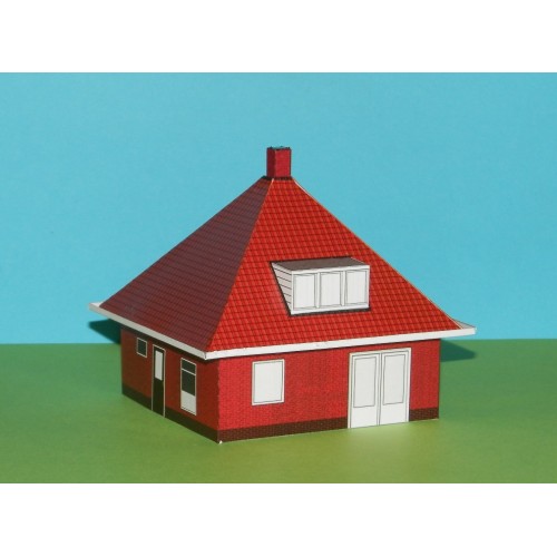 Huis met tentdak in h0 (1:87) - papieren bouwplaat