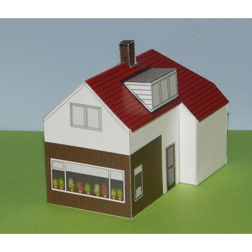Vrijstaand huis B in N (1:160) - papieren bouwplaat