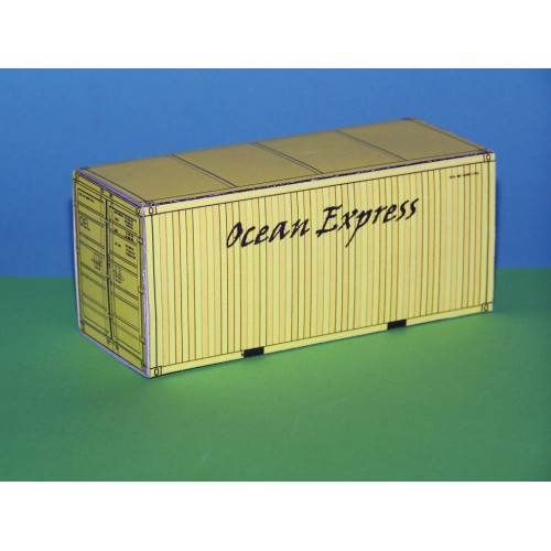 Gele 20 voet container OEL in h0 (1:87) - papieren bouwplaat
