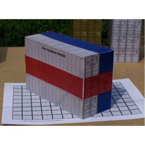 6 40 Voet containers in N (1:160) - set A - papieren bouwplaat