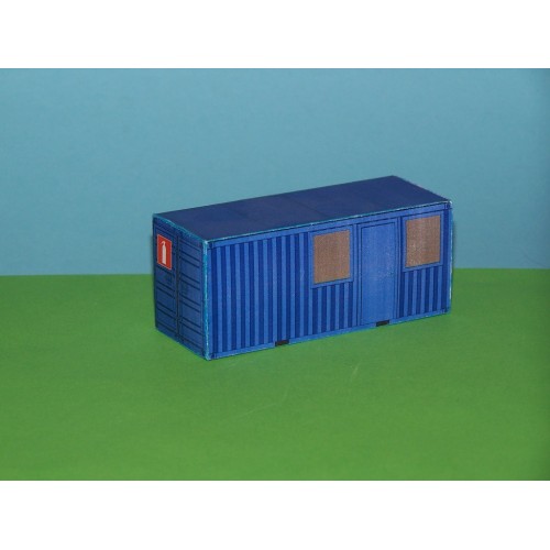 Blauwe kantoorcontainer in 1:50 - papieren bouwplaat