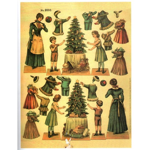 Kerst aankleedpopjes - ca. 1900 - overdruk - A4