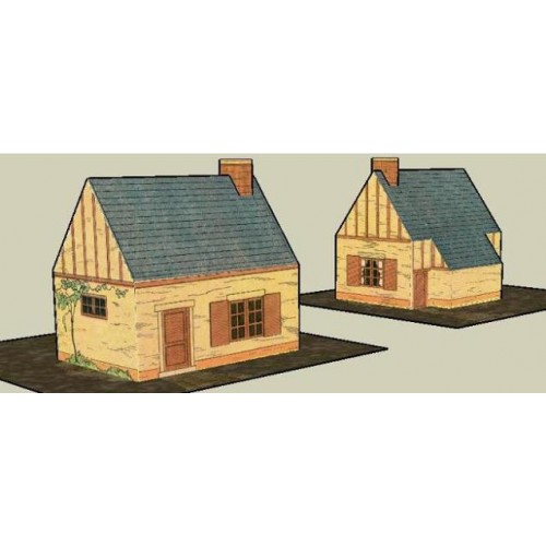Normandisch huis in 0 (1:43) - oude papieren bouwplaat