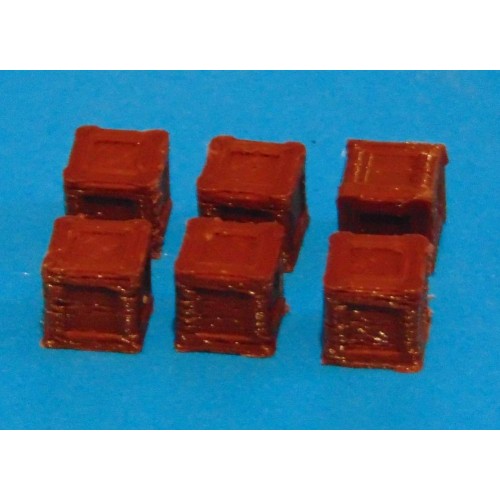Kisten voor modelspoor - 11x11x11mm - 6 stuks - bruin
