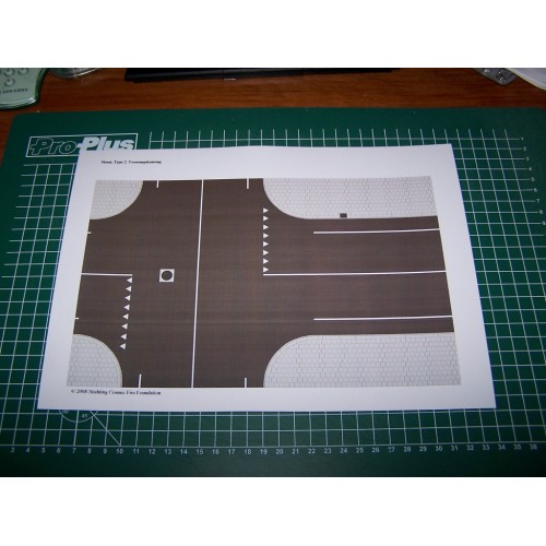 Kruising van asfaltstraten in h0 (1:87) - papieren wegenplaat