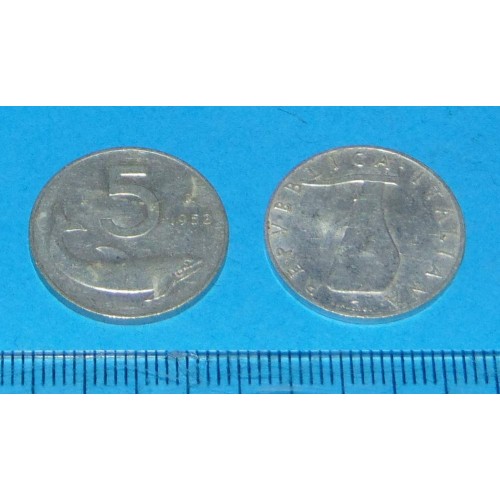 Italië - 5 lire 1953