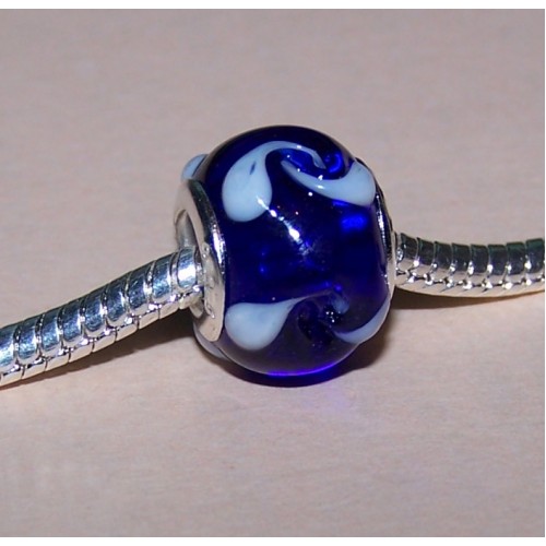 Paarsblauwe Murano bead, Pandora stijl