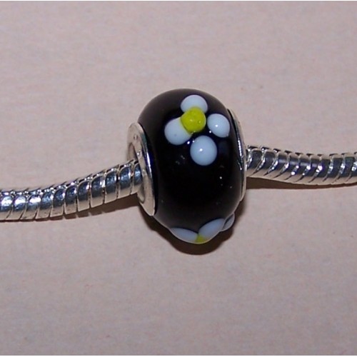 Zwarte Murano bead, Pandora stijl, model D