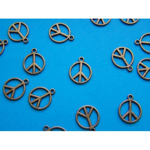 Peace bangle, bronskleurig - 10 stuks