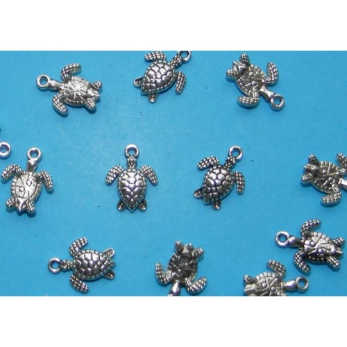 Zeeschildpad bangle, Tibet zilver - 10 stuks