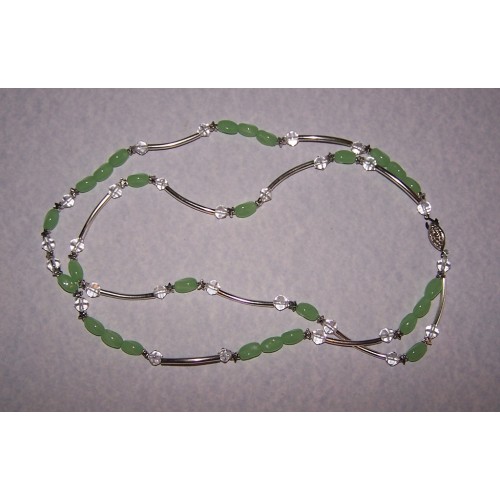 Modern groen Agaat collier, twee strengen, model B