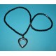 Hematiet collier met opengewerkte hart hanger