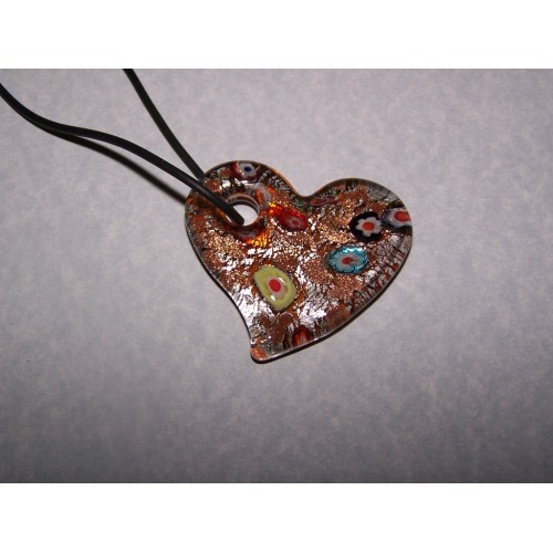 Metallic Murano hart hanger, met halskoord
