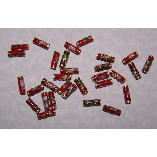 Rode cloisonné buiskraal - 9x3mm