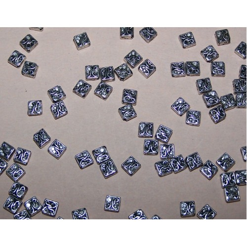 Vierkante kraal - Tibet zilver - 4,5x6mm