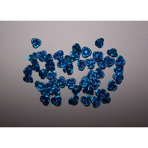 Blauwe roosje kraal - aluminium 