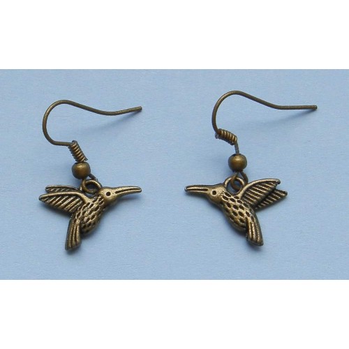 Kolibri oorbellen, brons