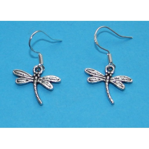 Libelle oorbellen, Tibet zilver, model B