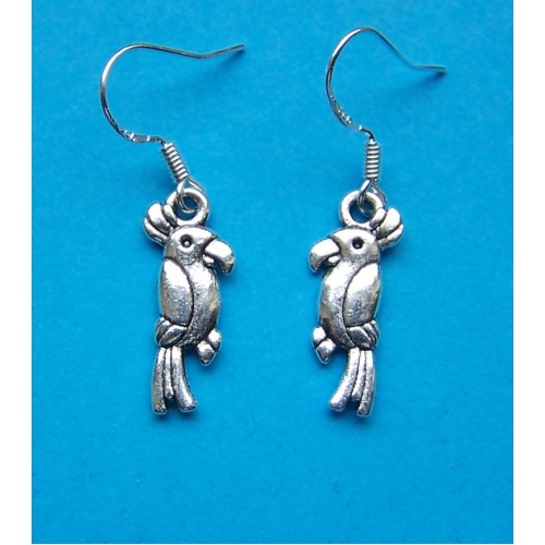 Papegaai oorbellen, Tibet zilver, model B