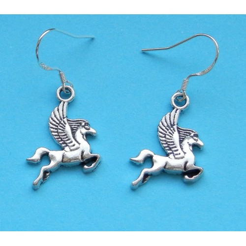 Pegasus oorbellen, Tibet zilver, model B