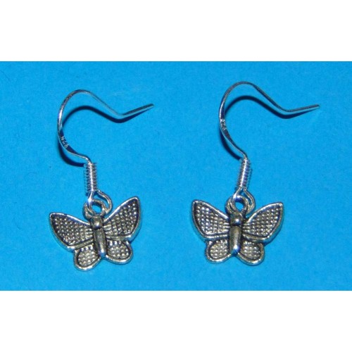 Vlinder oorbellen, Tibet zilver, model B