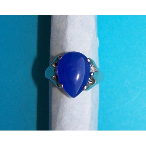 Zilveren ring met blauwe agaat, model F, maat 16