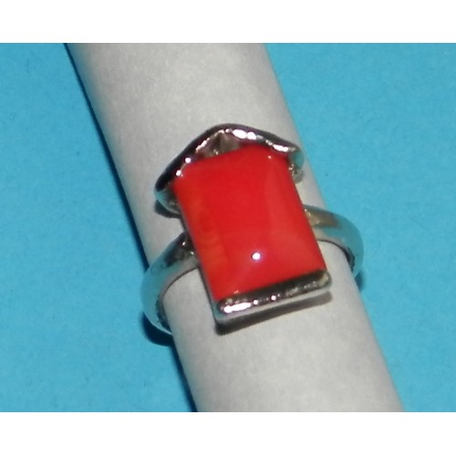 Zilveren ring met rode Agaat, model D, maat 17