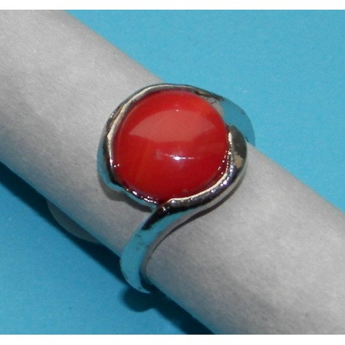 Zilveren ring met rode Agaat - model E, maat 18