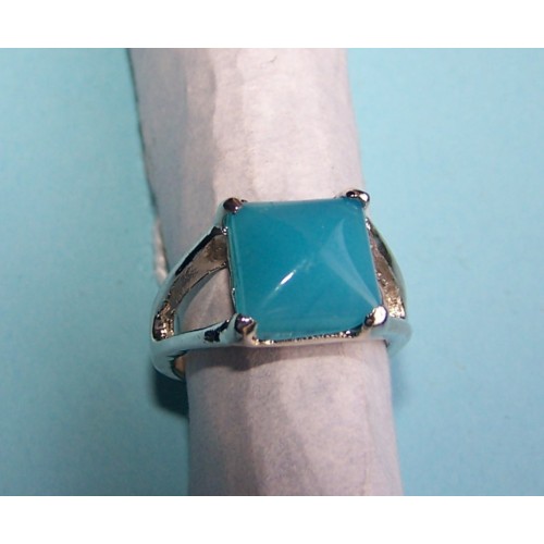 Zilveren ring met turquoise agaat, model G, maat 17