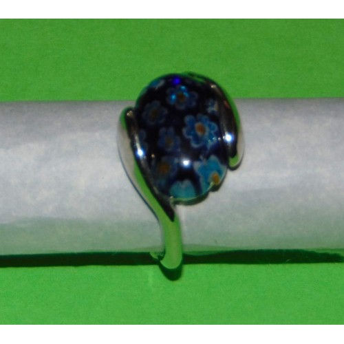 Zilveren ring met indigo millefiori, model B, maat 17