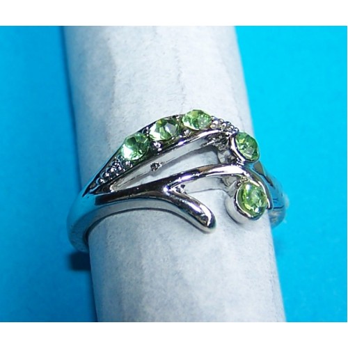 Zilveren ring met groene Swarovski - model E - maat 19