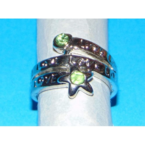 Zilveren ring met groene Swarovski, model JA, maat 18