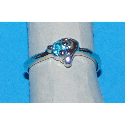 Zilveren ring met lichtblauwe Swarovski, model AG, maat 17