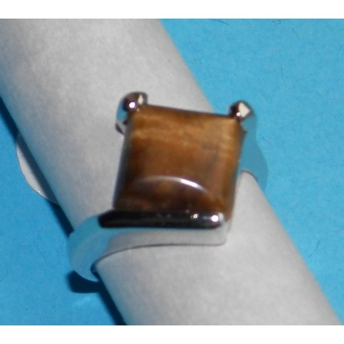 Zilveren ring met Tijgeroog - model L - maat 16 