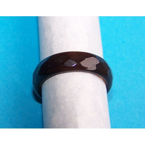 Gefacetteerde bruine Agaat ring, 5mm breed, maat 18