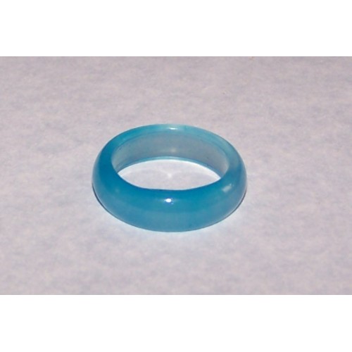 Lichtblauwe Agaat ring, 5mm breed, maat 18