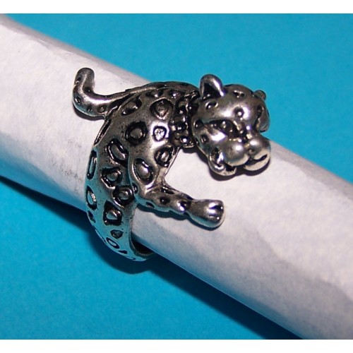 Luipaard ring, Tibet zilver, model A, maat 19,5