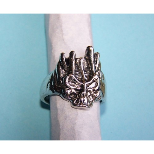 Drakenschedel ring, Tibet zilver, maat 18,5