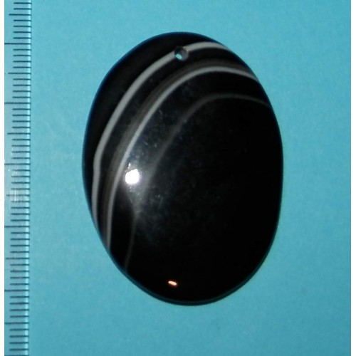 Steen voor hanger HG - zwarte Onyx Agaat - 44x32,5mm