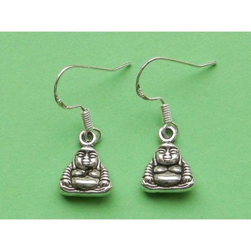 Kleine Boeddha oorbellen, Tibet zilver