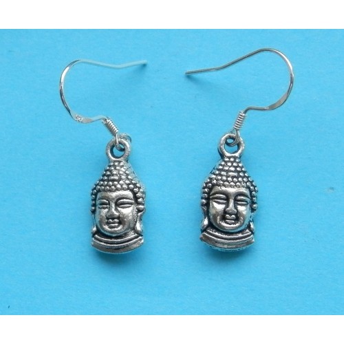 Boeddha hoofd oorbellen, Tibet zilver, model B