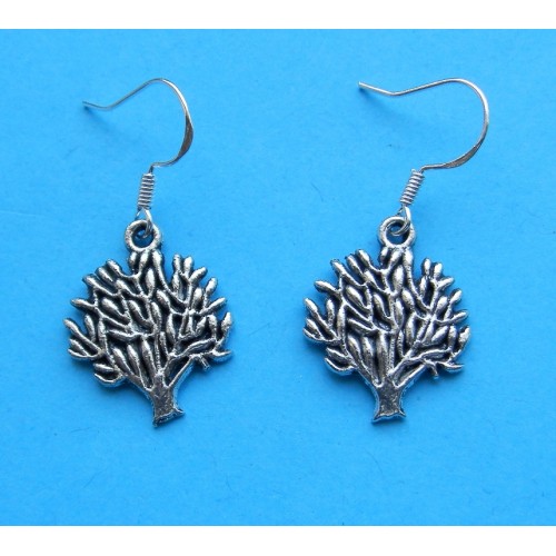 Levensboom oorbellen, Tibet zilver, model B