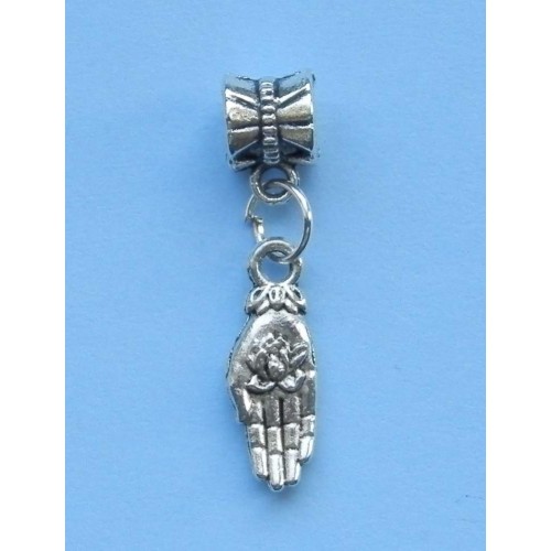 Hand met lotus bangle, Pandora stijl, Tibet zilver