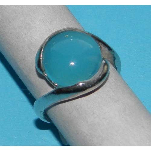 Zilveren ring met aqua agaat, model E, maat 17,5
