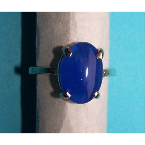 Zilveren ring met blauwe Agaat, model C, maat 16