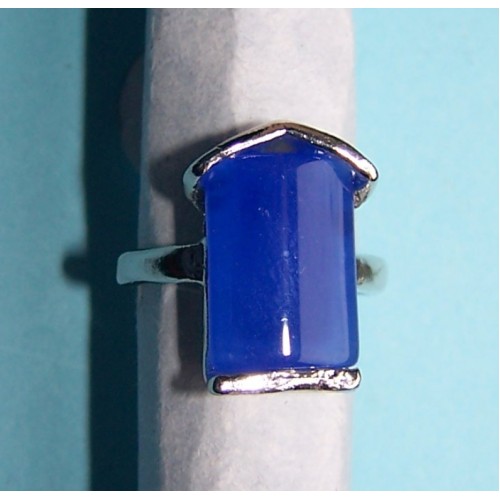 Zilveren ring met blauwe Agaat, model D, maat 16