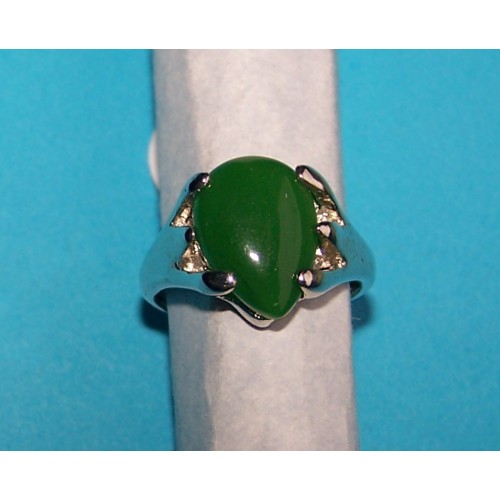 Zilveren ring met groene agaat, model F, maat 17
